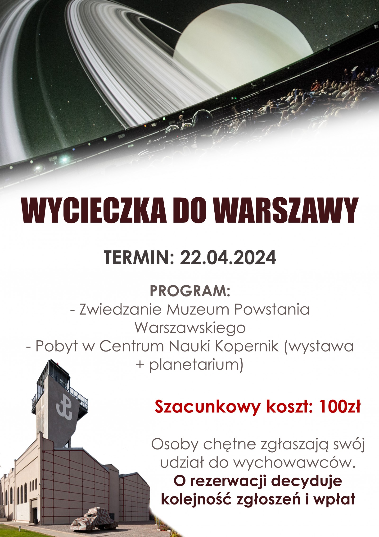 Wycieczka szkolna do Warszawy